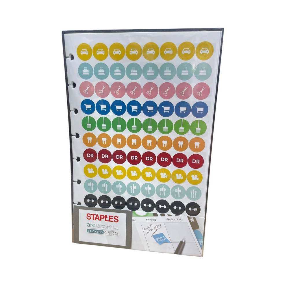 Staples‎ Arc Notebook Stickers Unisex OS Multicolor 344 Count 4 Sheets 29478